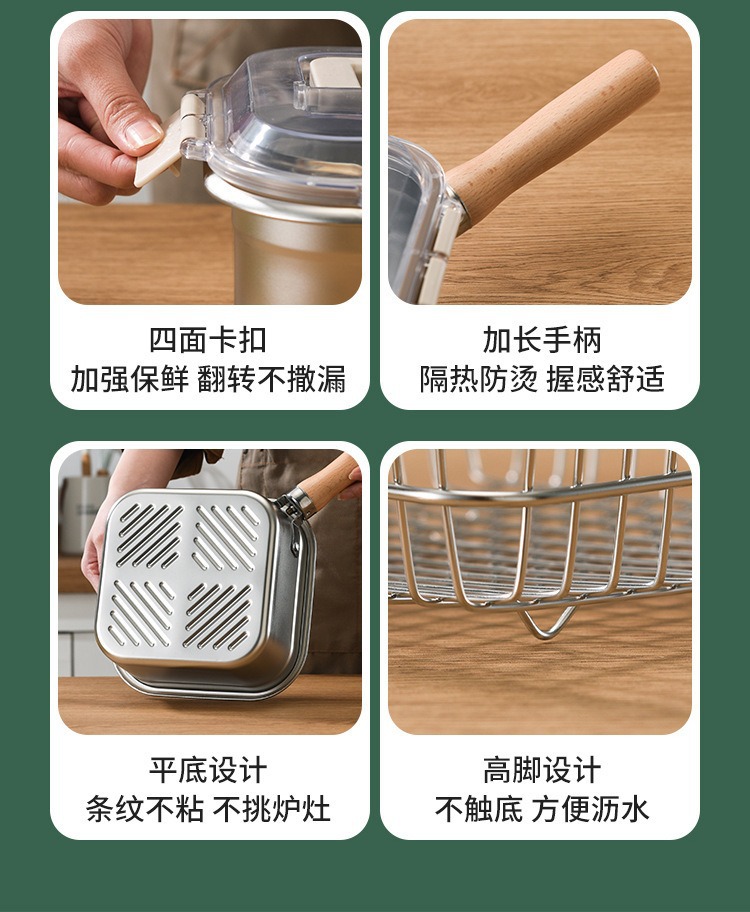 Cross-border Japanese stainless steel square deep fryer, household milk pot, noodle cooking pot, outdoor portable tempura deep fryer consignment pic 15