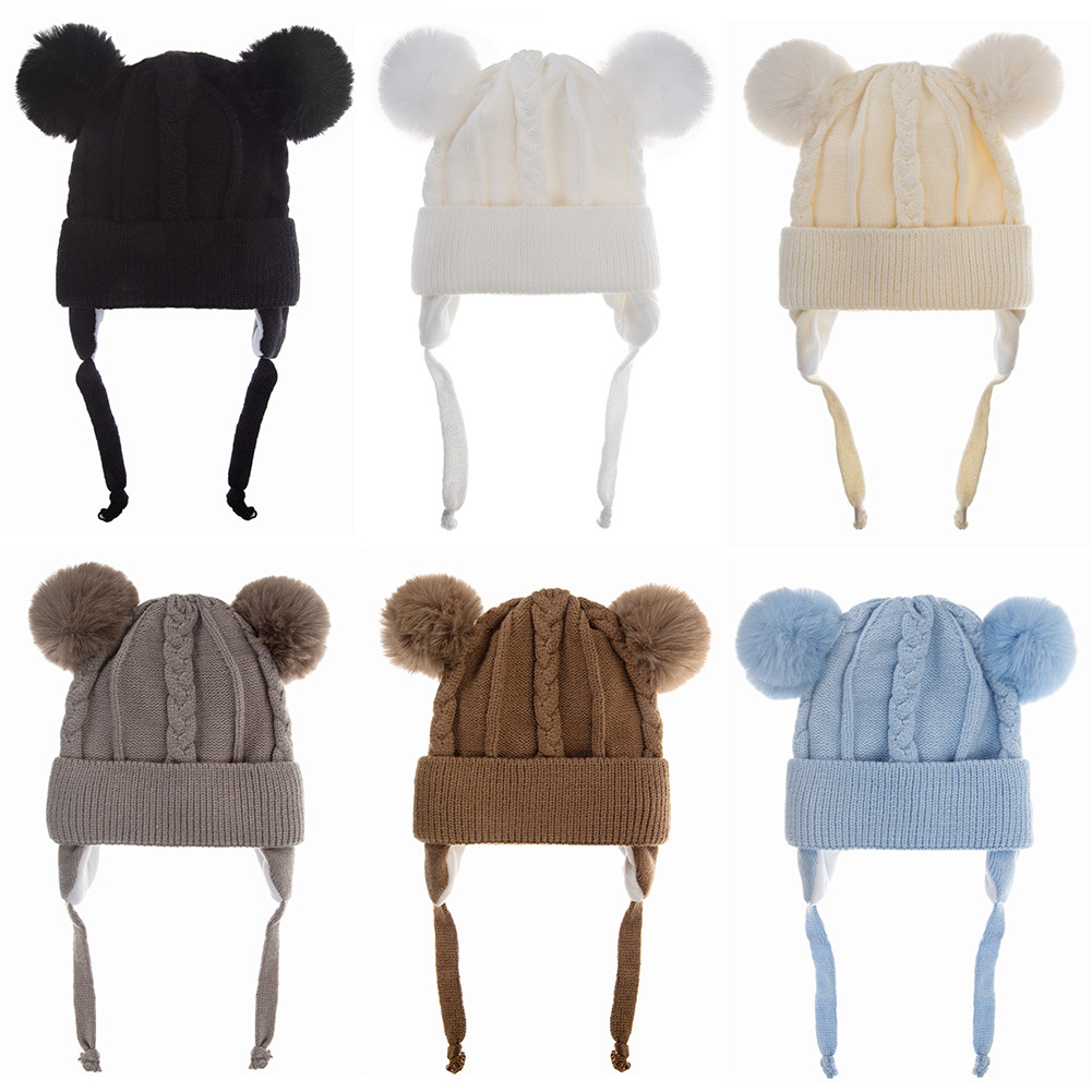 跨境新款秋冬儿童护耳帽加绒针织套头帽宝宝保暖帽子婴儿毛线帽详情21