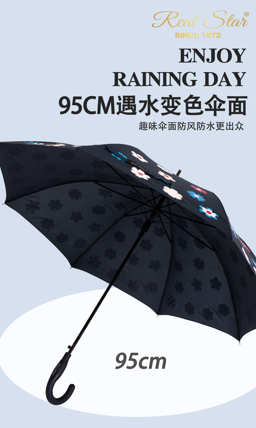 25年星宝新款RST遇水变色长伞可爱花朵外贸魔术伞magic umbrella详情6