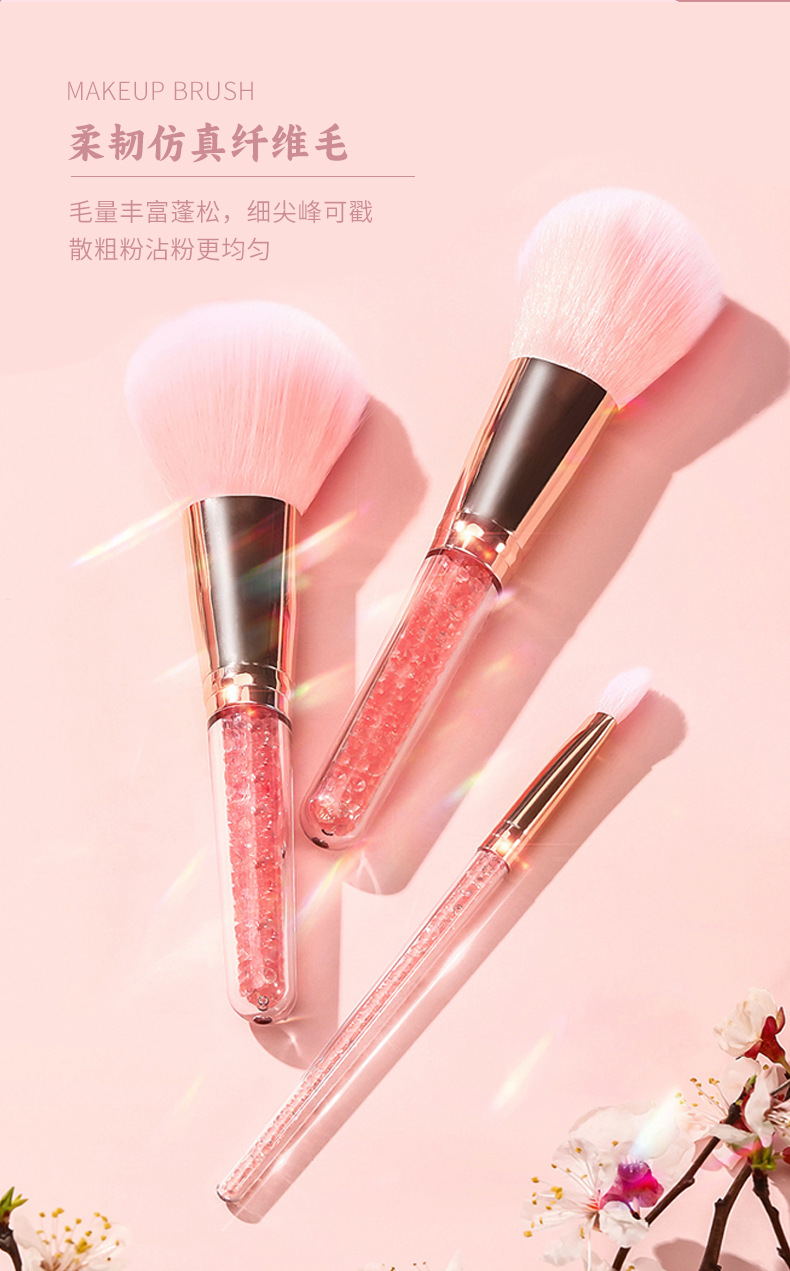 ZOREYA腮红眼影刷套装粉色水晶收纳包化妆工具美容护肤彩妆化妆刷子粉底刷组合详情9