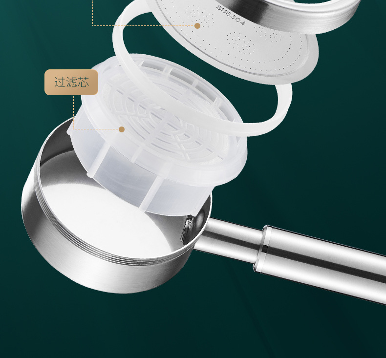 Source factory bathroom 304 stainless steel Small Waist pressurized high-pressure showerhead with hose set, shower head pic 16