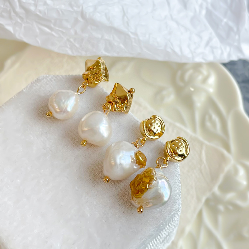 NALA娜啦异形巴洛克大珍珠耳环耳环不掉色法式百搭精致耳环详情18