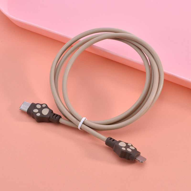 Applicable one-meter TYPE C to lightning Apple Bear Paw TPE mobile phone data cable pic 8