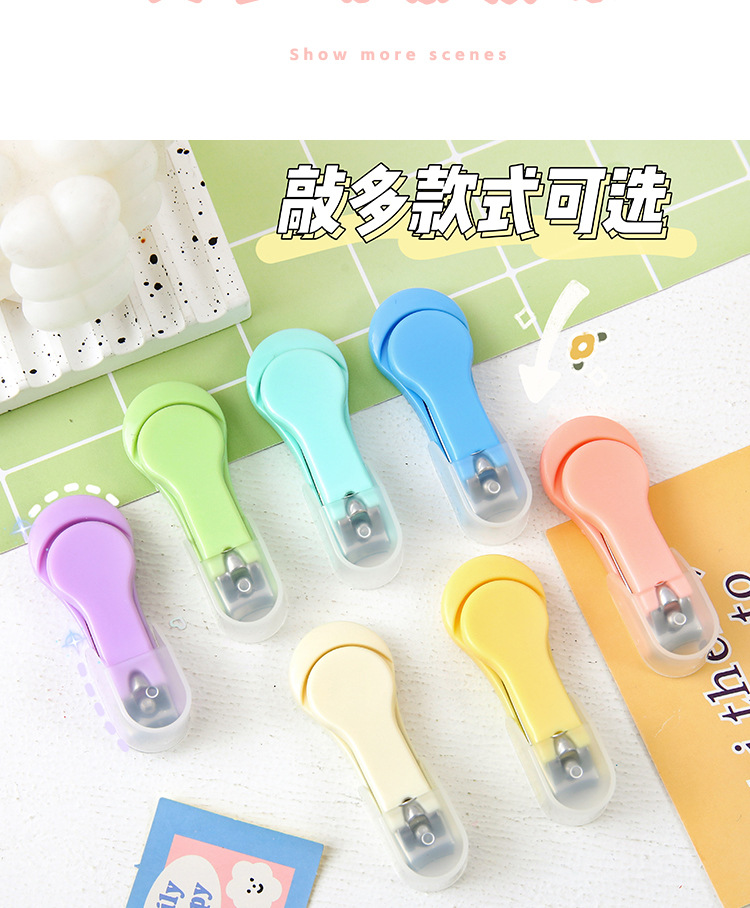 New candy-colored nail clippers, simple nail clippers, single set, portable home nail trimming, splash-proof pic 35