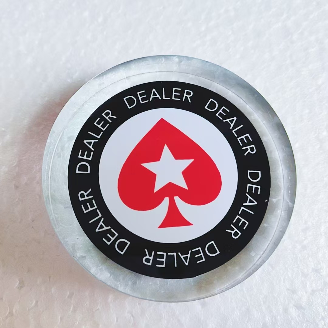 现货直供水晶庄码双面梭哈德州扑克黑杰克圆形红桃水晶压牌器批发详情2