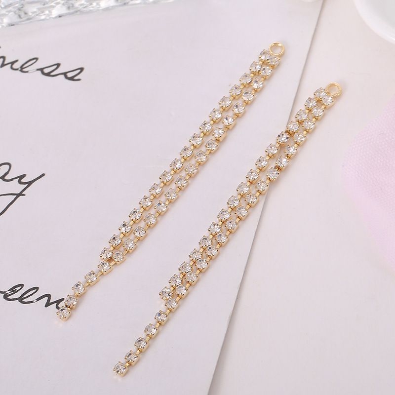 新款diy水钻爪链烧焊耳饰流苏配件耳环百搭心形圆形五角星耳线详情18