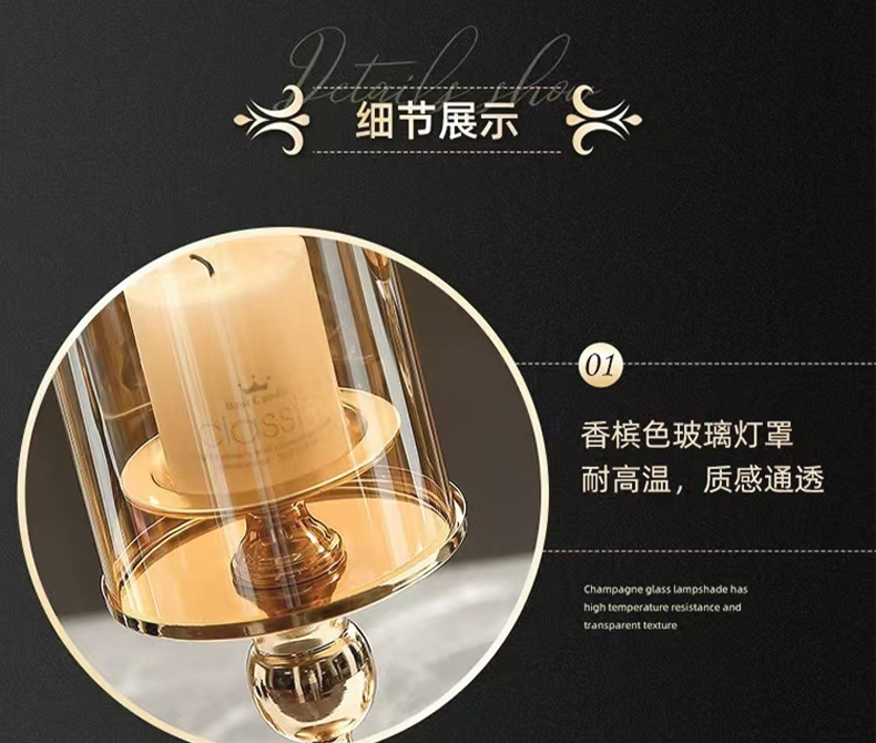 European-style ironwork glass candlesticks, light luxury Chinese and Western dining tables, wedding model room, home candlelight dinner, high appearance level ornaments pic 6