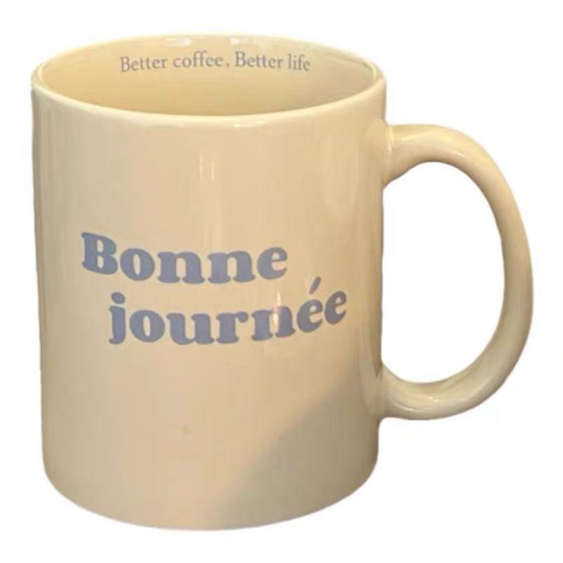 Couple French ceramic cups, ins style, high appearance level - mugs, heat-resistant best friend cups, milk cups, coffee cups pic 7