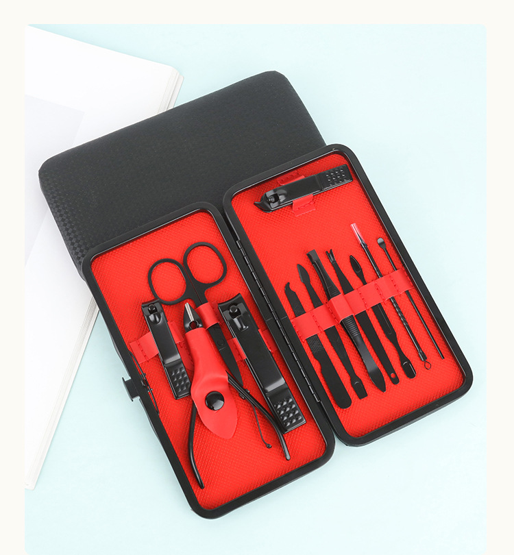 Cross-border black and red 18-piece set of nail clippers, decoration nails, nail clippers set, beauty and nail tools, complete set of nail clippers pic 10