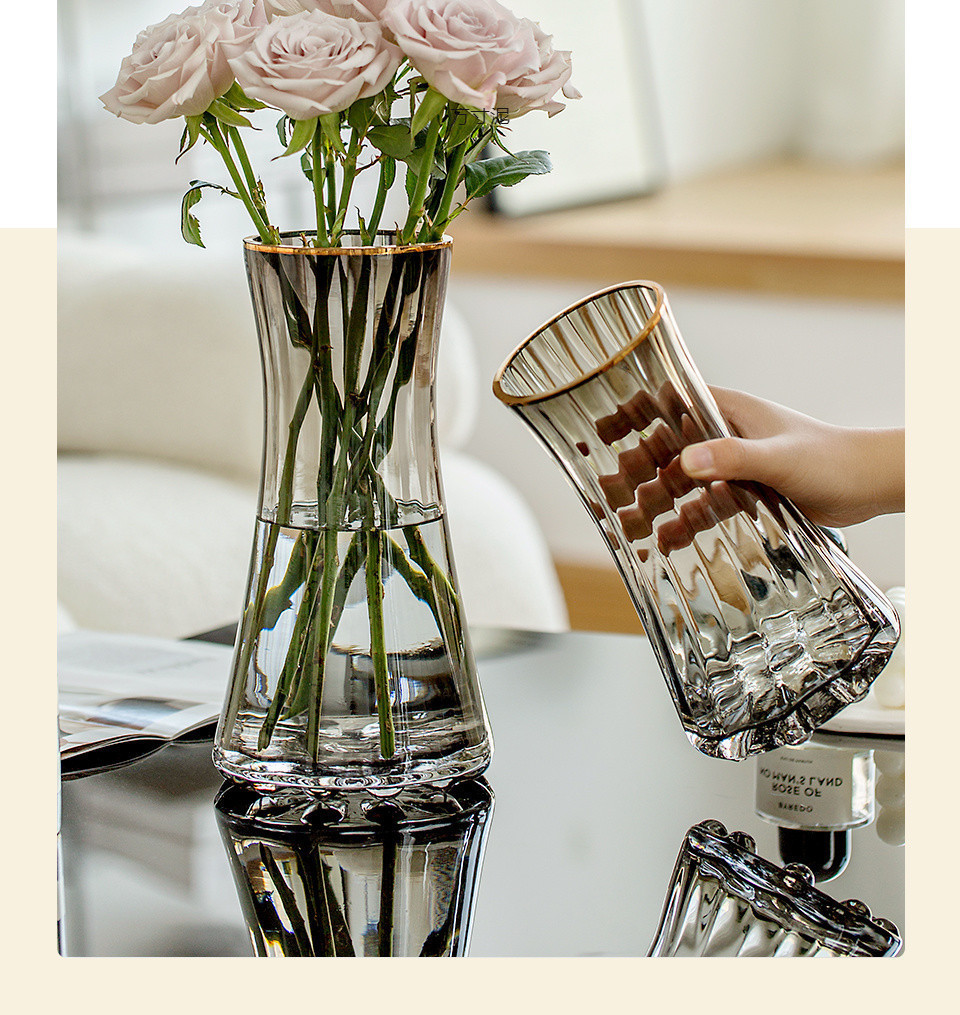 简约轻奢加厚ins风透明玻璃花瓶水养富贵竹鲜花插花客厅摆件批发详情19