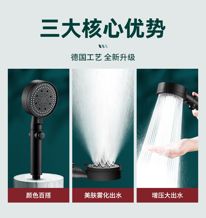 Silver five-speed pressurized shower head, bathroom water heater, pressurized bath, rain shower, shower head, bathroom heater pic 1