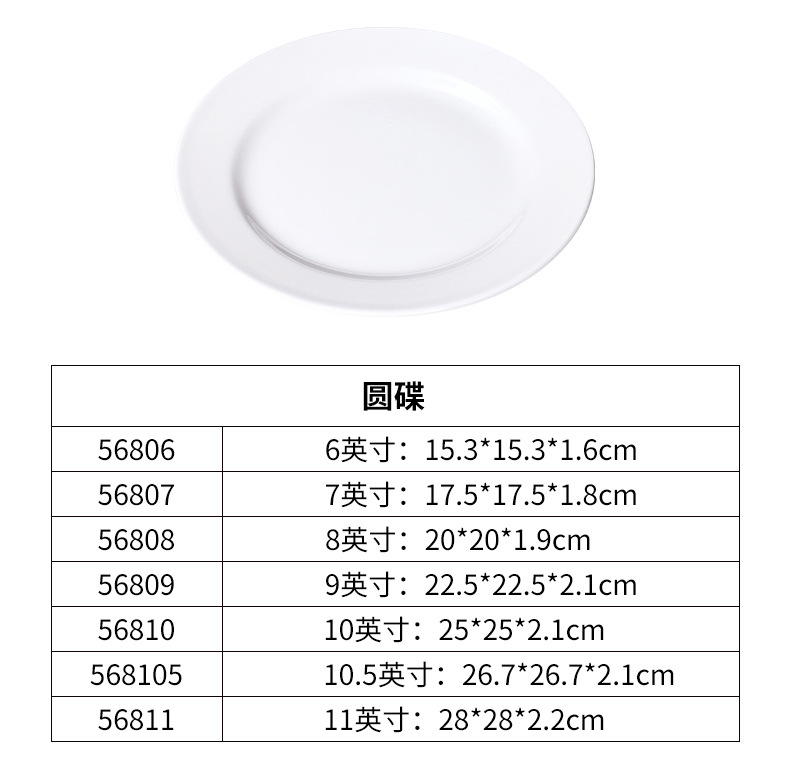 白色密胺餐具圆盘子商用圆碟大平盘酒店餐厅凉菜碟配菜盘厂家批发详情15