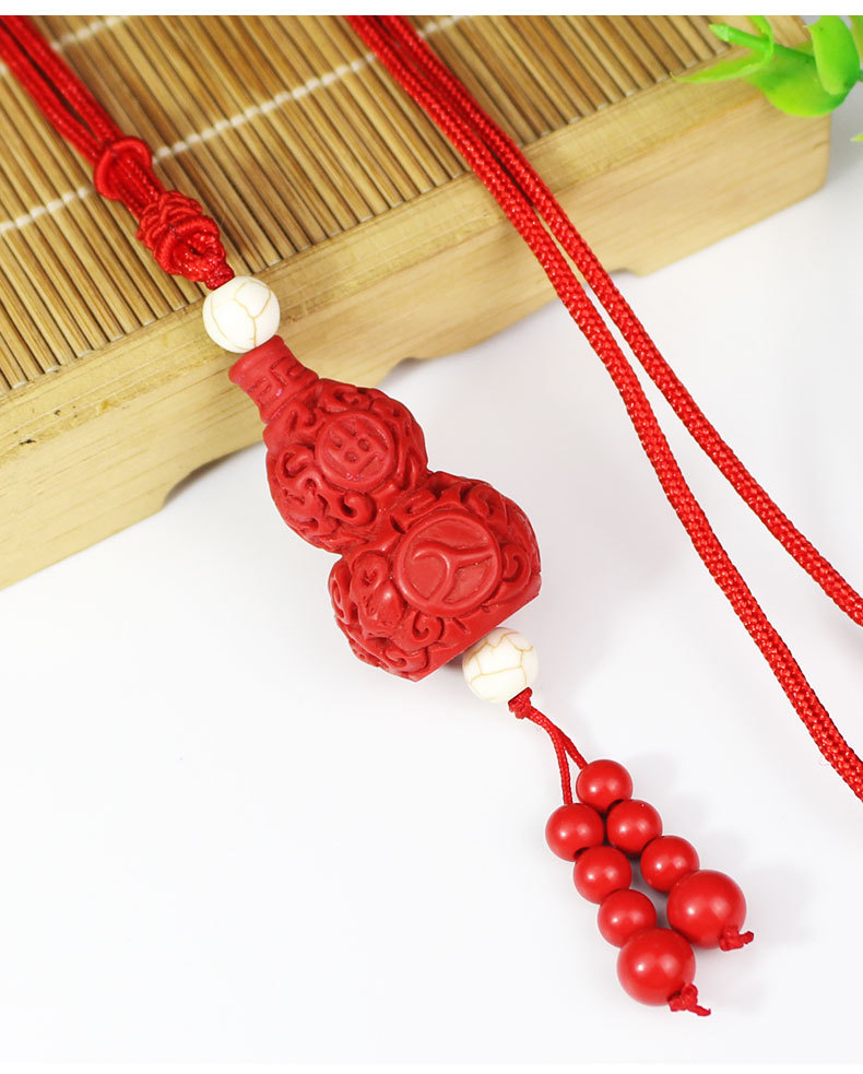 朱砂葫芦项链挂脖吊坠男女情侣红色本命年饰品挂件红朱砂厂家批发详情7