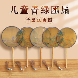 古风折扇工艺礼品扇二青日式汉服舞蹈扇子便携绢扇女扇厂家批发详情6