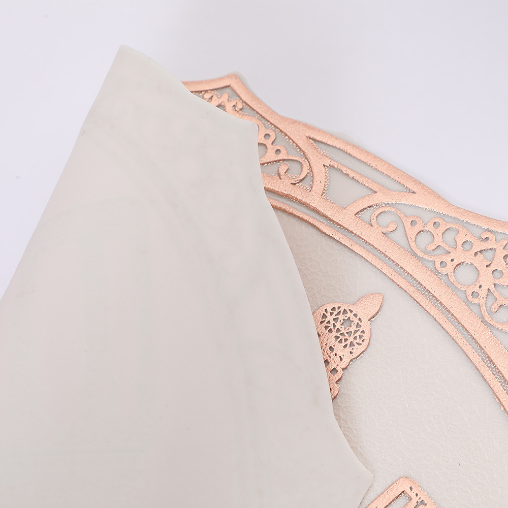 Cross-border round placemats, fashionable and simple PVC table MATS, gold and silver embossed tabletop, waterproof and anti-slip, star and moon festival Western placemats wholesale pic 7