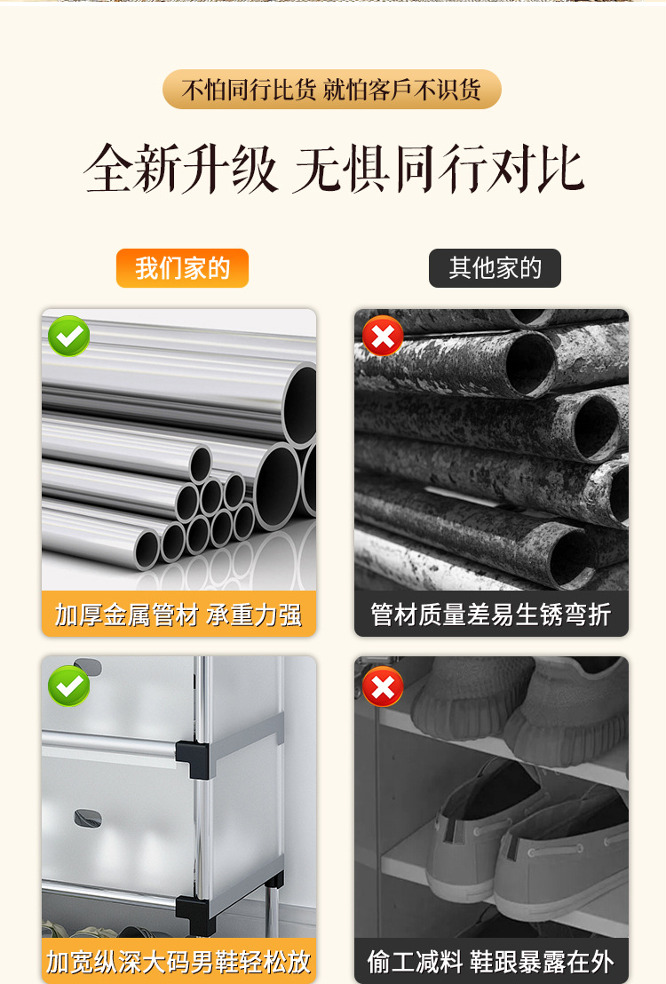 简易鞋架多层组装简约防尘收纳架门口多功能家用经济型省空间鞋柜详情2