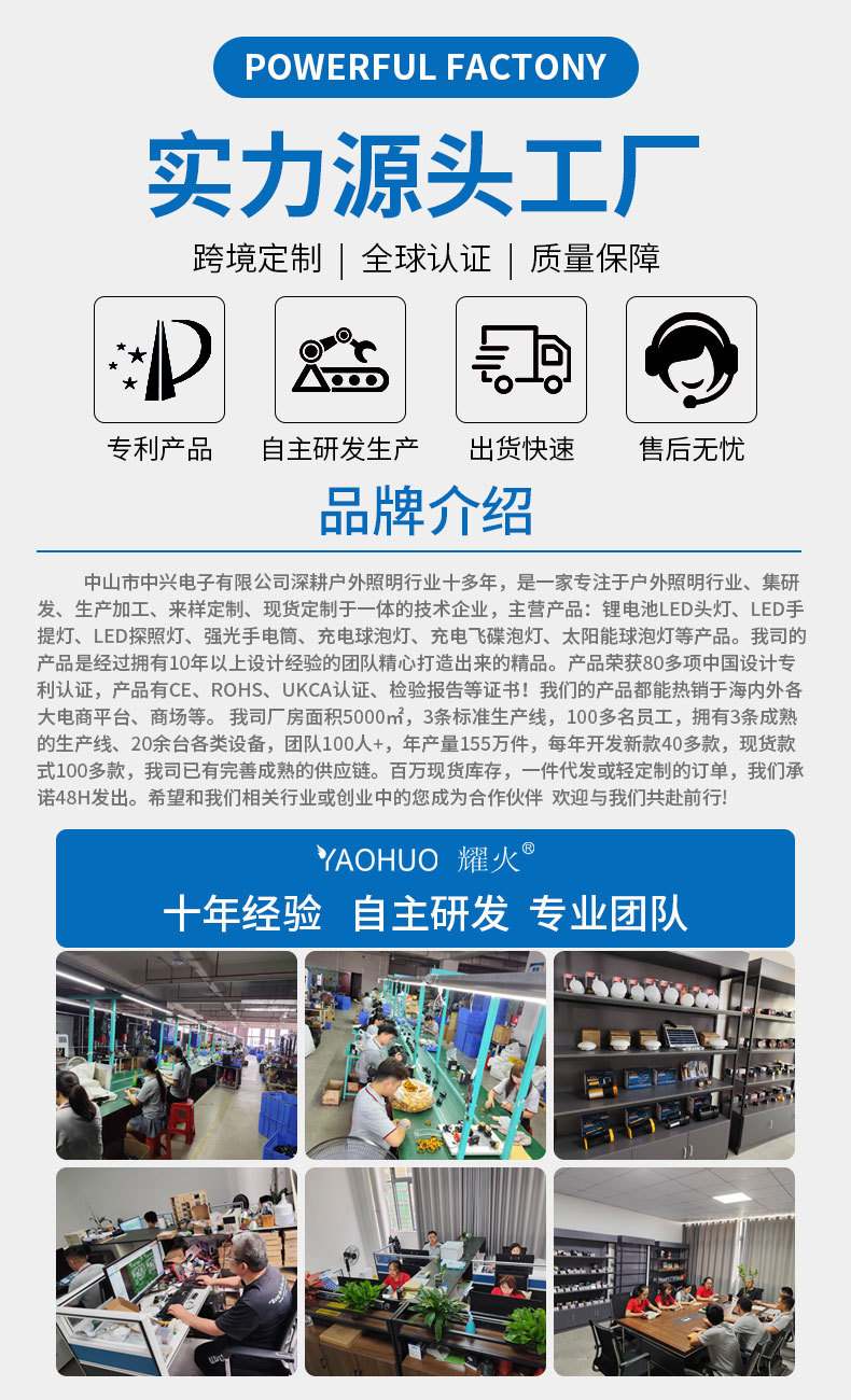 耀火强光头灯长续航20小时大光斑手电筒钓鱼灯赶海作业灯工厂批发详情15