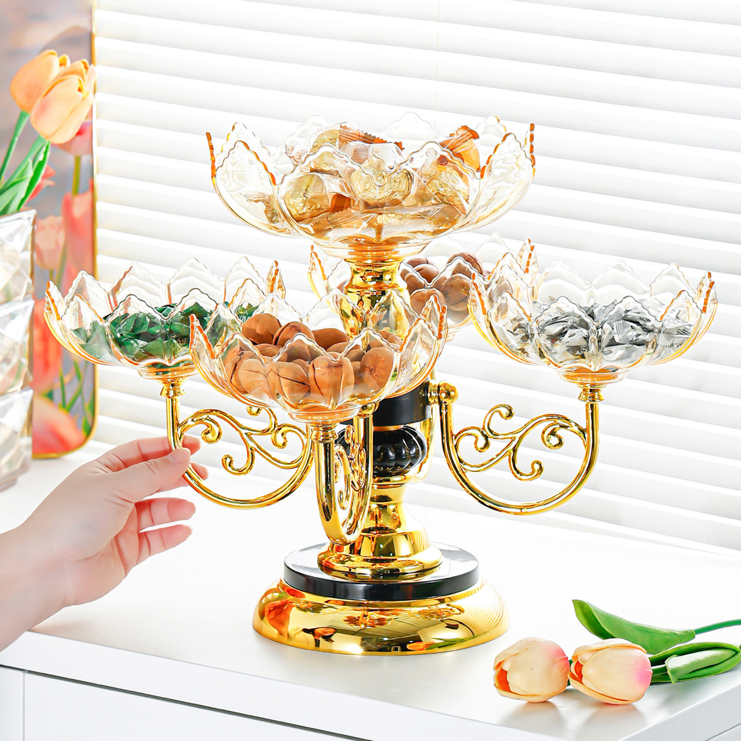 高颜值欧式网红水果盘家用客厅茶几现代创意多层轻奢风零食糖果盘详情3