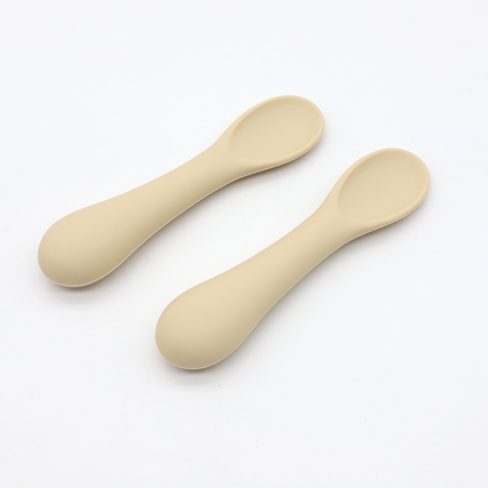 跨境热销宝宝学吃饭训练勺子一体成型婴儿喂养辅食短柄硅胶软勺子详情7