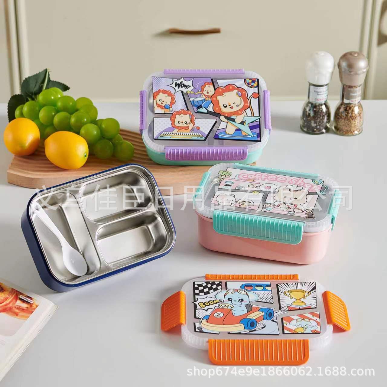 Caja de almuerzo para niños lindo alto nivel de apariencia caja de almuerzo aislante es fácil de llevar comida compartimentada anti-sabor caja de bento caja de almuerzo al aire libre pic 4