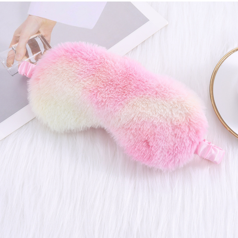 炫彩小兔毛可爱毛绒眼罩遮光睡眠眼罩彩虹印花可爱卡通眼罩现货详情27