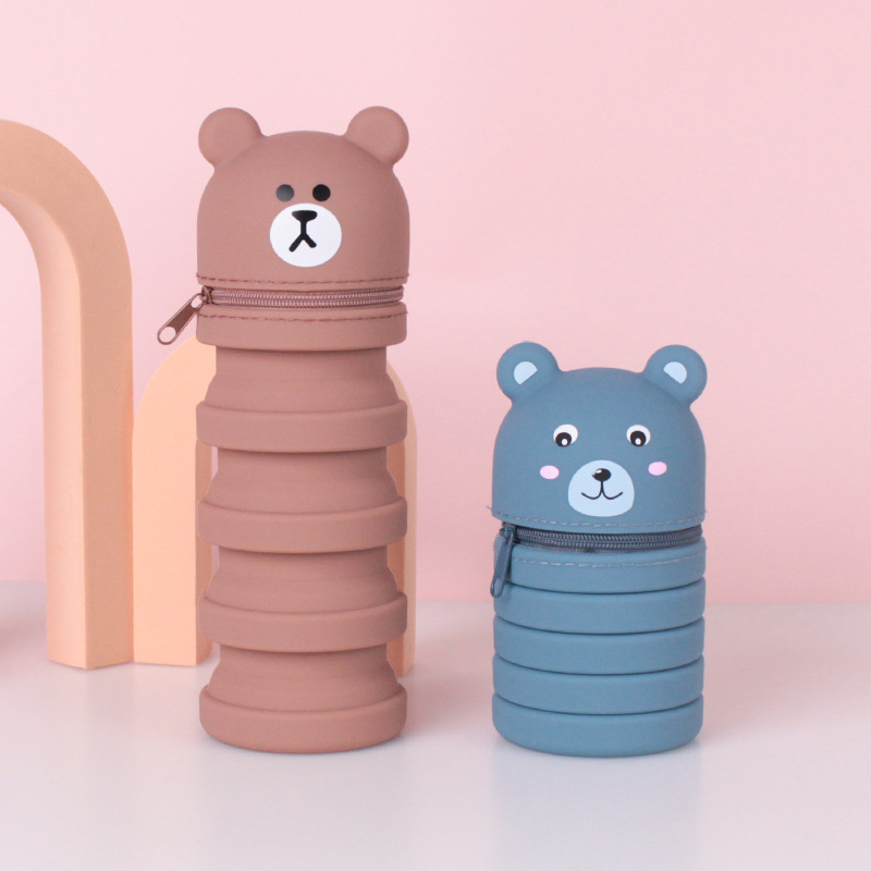 学生笔袋文具硅胶笔袋卡通可伸缩笔筒文具学习用品厂家批发可定详情25