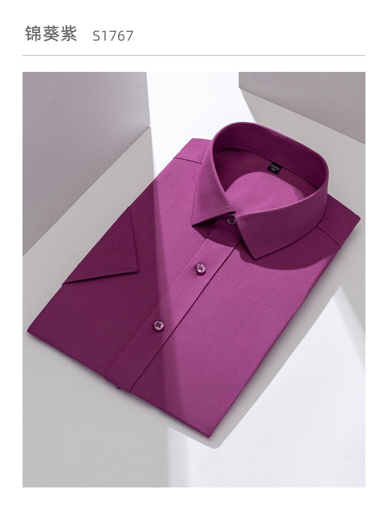 Bamboo fiber short-sleeved shirt for men, wrinkle-free and wrinkle-resistant, summer thin stretch professional, workwear and business shirt for men pic 21