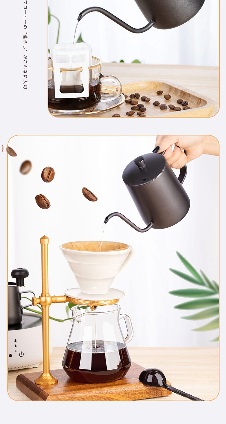 304不锈钢手冲咖啡壶细长嘴手冲壶家用滴漏挂耳木把户外咖啡壶详情7