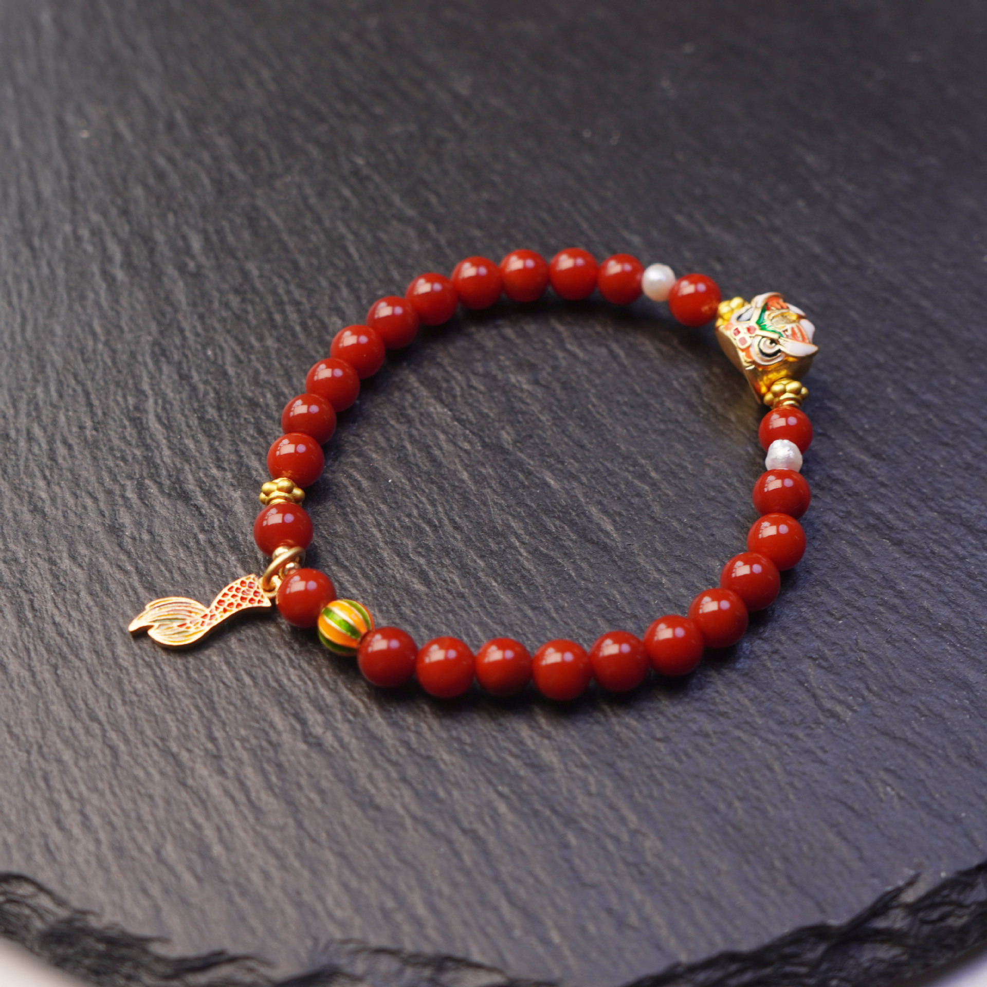Nine Purple Li Fire Red Agate dragon Head and Tail agate beaded bracelet for women to attract wealth, traditional Chinese style gift and accessory pic 14