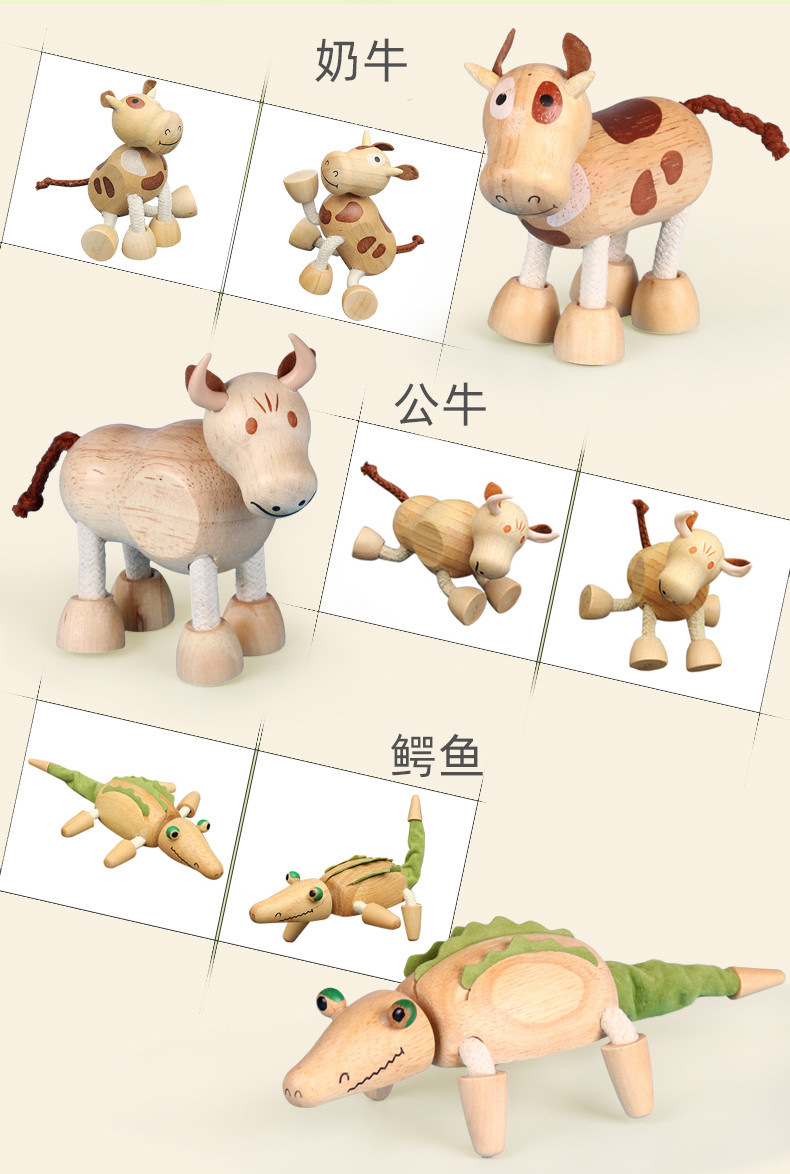 Wooden zoo jungle wild dolls, kindergarten students, natural farm cognitive simulation toys, decorative ornaments pic 7
