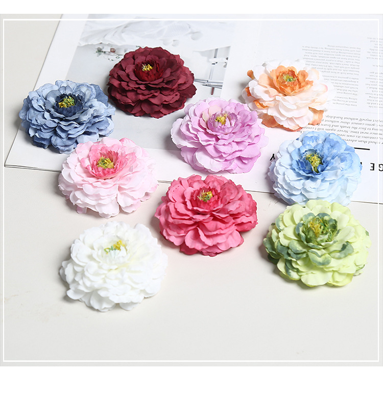 龙鲤牡丹仿真花头婚礼摄影绢花室内家居软装假花DIY簪花厂家批发详情5
