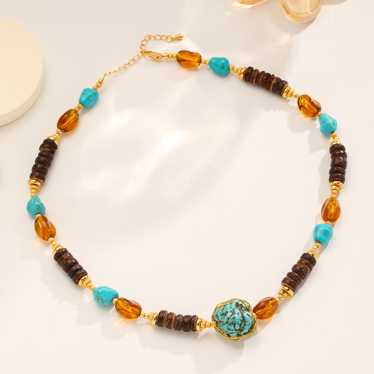 Nasha Cross-border Exclusive Maillard Wind Natural Stone Turquoise beaded Necklace, non-fading necklace, light luxury high quality pic 6
