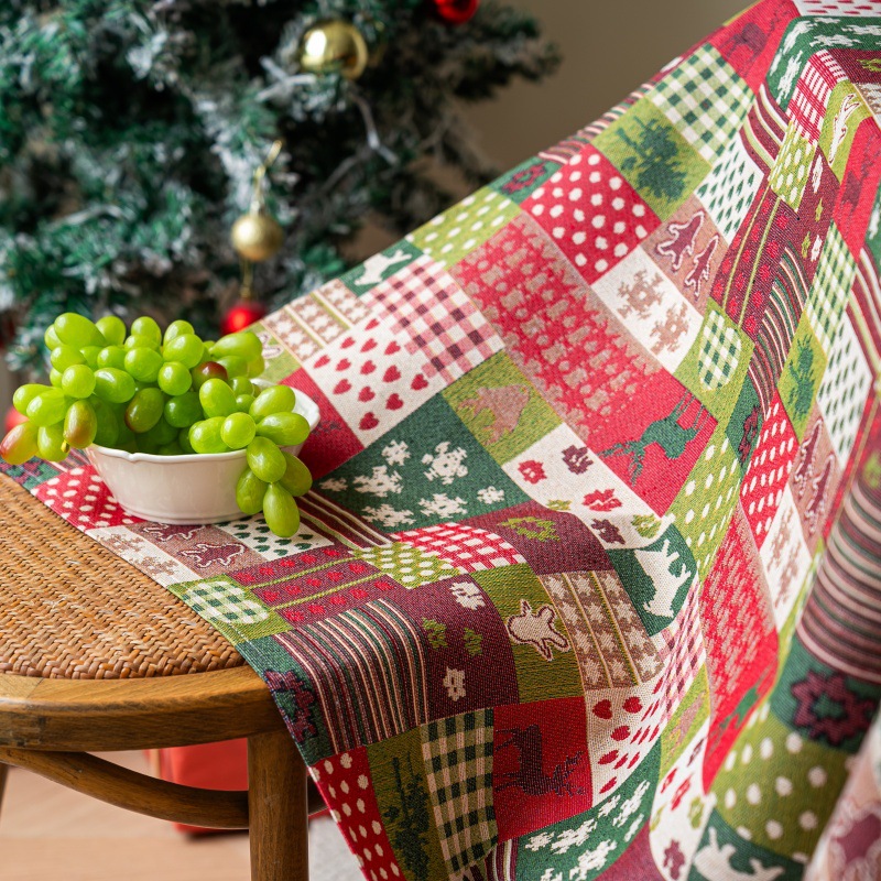 乐轩秀红色新年圣诞节桌布提花加厚轻奢高级氛围感长方形餐桌台布详情27