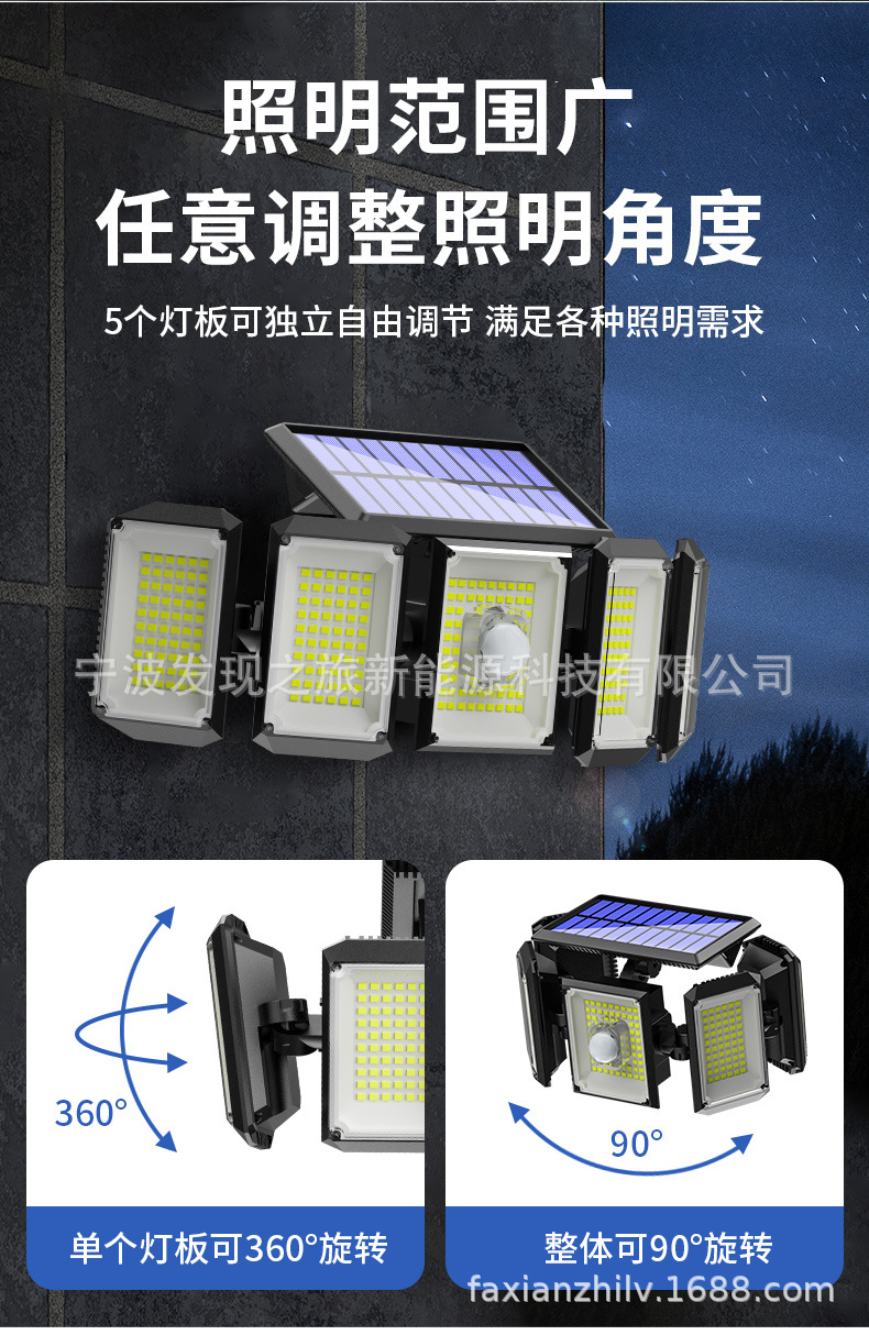 Cross-border new solar lamps, outdoor garden lamps, human-sensing garage street lamps, household fence solar wall lamps pic 13