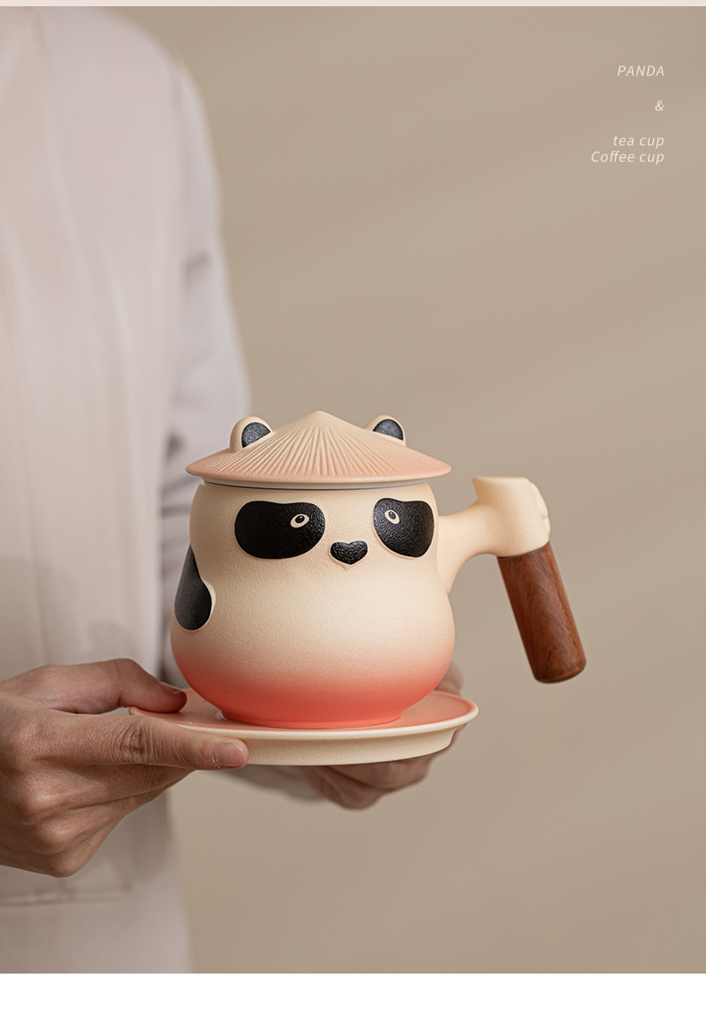 创意陶瓷马克杯带盖勺设计感小众高颜值精致熊猫杯茶杯陶瓷咖啡杯详情9