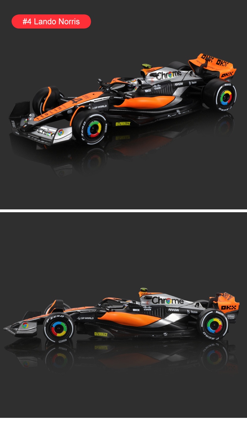 Bburago 1:43F1 racing car MCL60 McLaren 2023 simulation alloy car model toy car pic 11