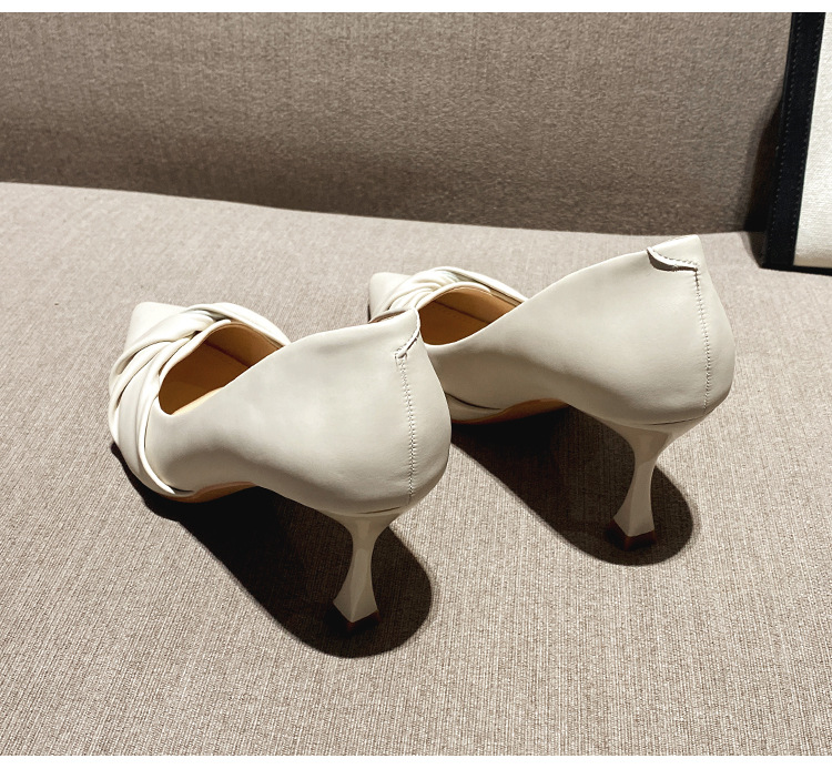 高跟鞋女2025春秋新款浅口尖头职业鞋软皮细跟时尚百搭中跟单鞋女详情23