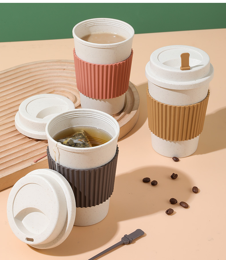小麦秸秆咖啡杯子高档精致轻奢冲泡杯简约复古奶茶杯防烫塑料水杯详情14