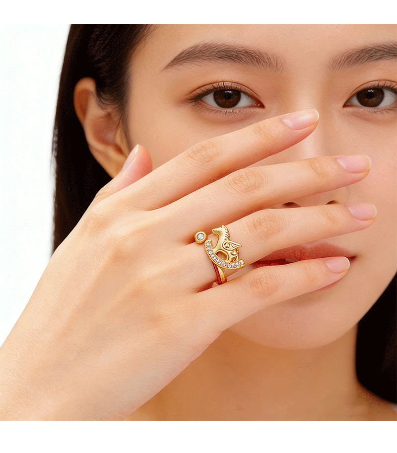Hyacinth Red Horse Year Small Horse Ring for Women 2026 New Bestseller Zodiac Horse Index Finger Ring, a niche model for the zodiac year pic 6