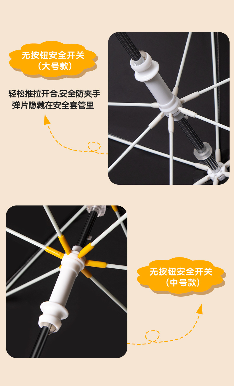 长柄雨伞男安全圆角儿童雨伞可爱黑胶遮阳晴雨两用儿童伞女详情7