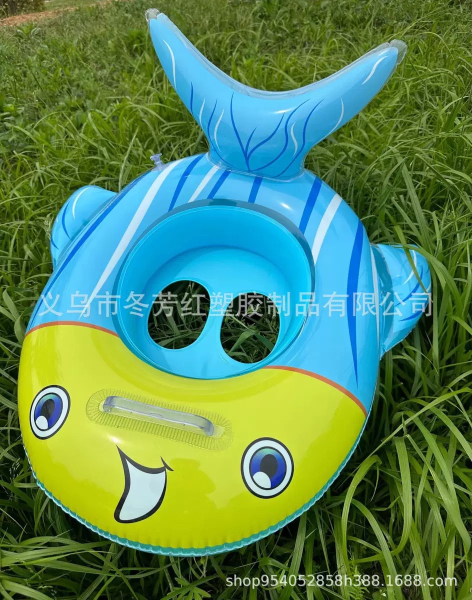 厂家直供新款PVC可爱表情充气儿童游泳圈动物座圈带把手运动户外游泳用品详情7
