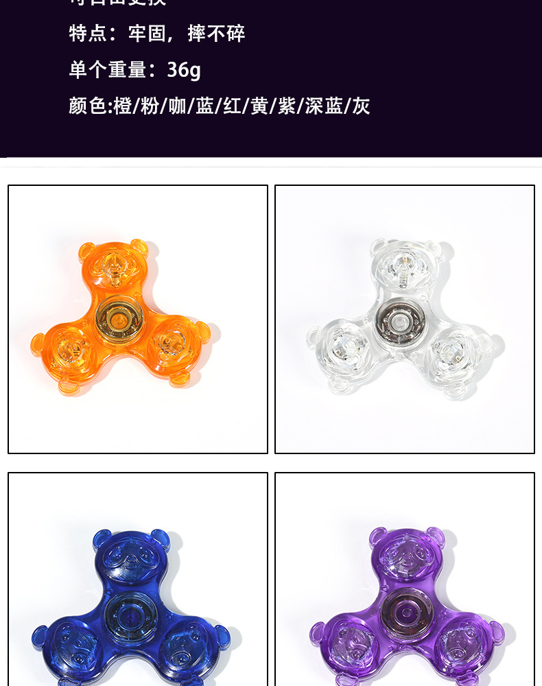 熊猫指尖陀螺水晶带灯夜光透明LED发光解压手指玩具减压潮流夜光详情10