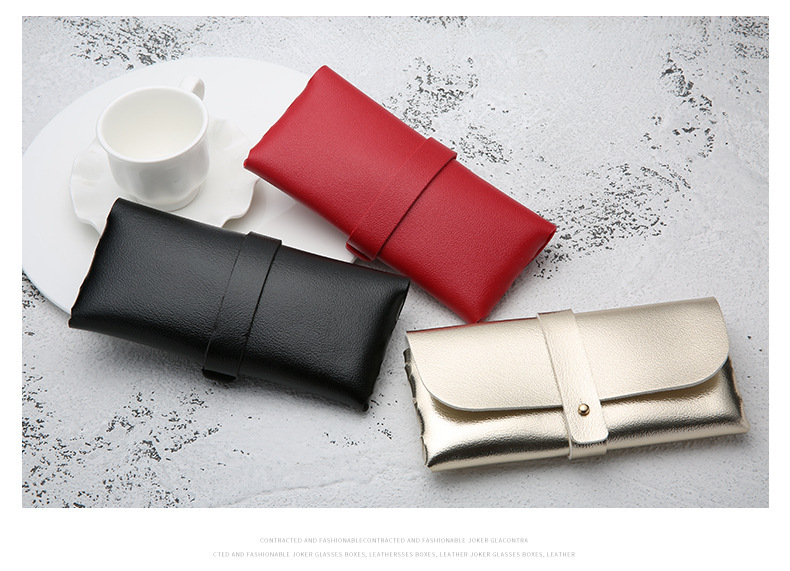 New PU leather soft-padded GM glasses case, fashionable and portable sunglasses case, buckle box, wholesale in stock, cross-border pic 2