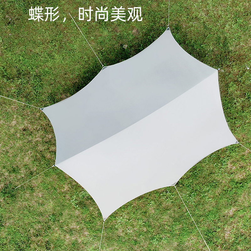 户外露营天幕帐篷黑胶涂银天幕方形蝶形天幕批发定制防风户外休闲详情6