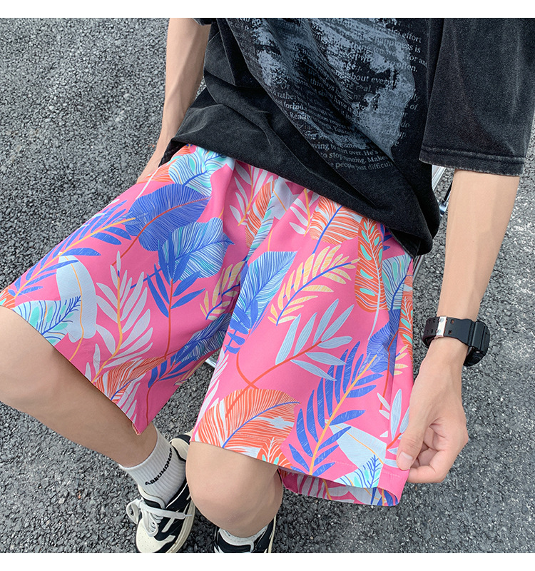 沙滩休闲短裤男夏季薄款速干泳裤潮流印花大裤衩宽松睡裤五分裤子详情14