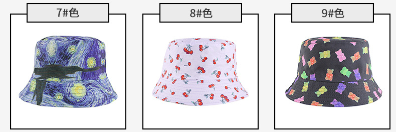 欧美新品双面盆帽夏季遮阳防晒户外盆帽男女士个性印花时尚帽子详情5