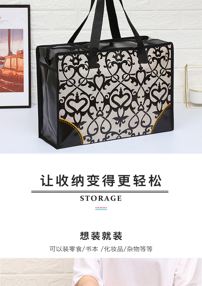 源头工厂批发手提购物袋无纺布袋收纳袋旅行行李袋衣物打包袋大容量防水承重旅游出行携带方便详情7