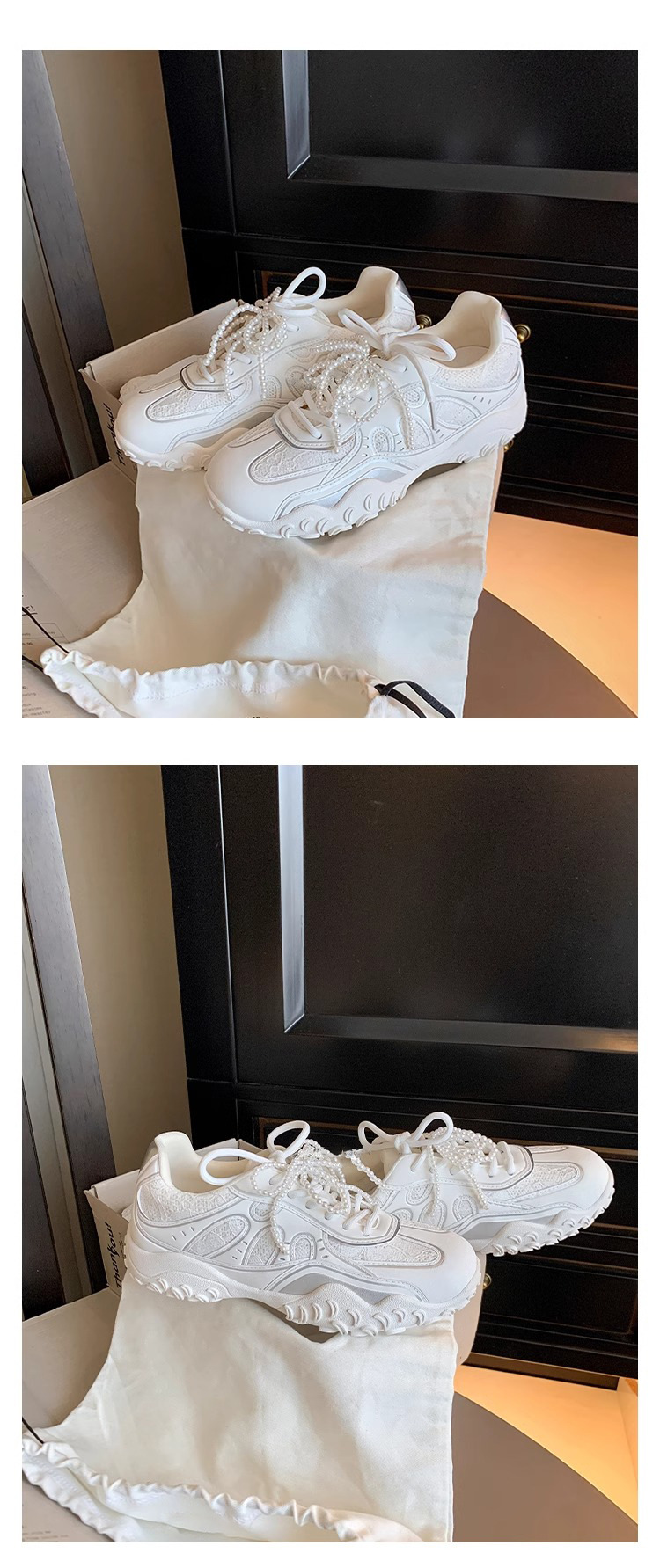 牛皮版源利通厚底运动鞋2025珍珠系带复古老爹鞋女内增高德训鞋女详情12
