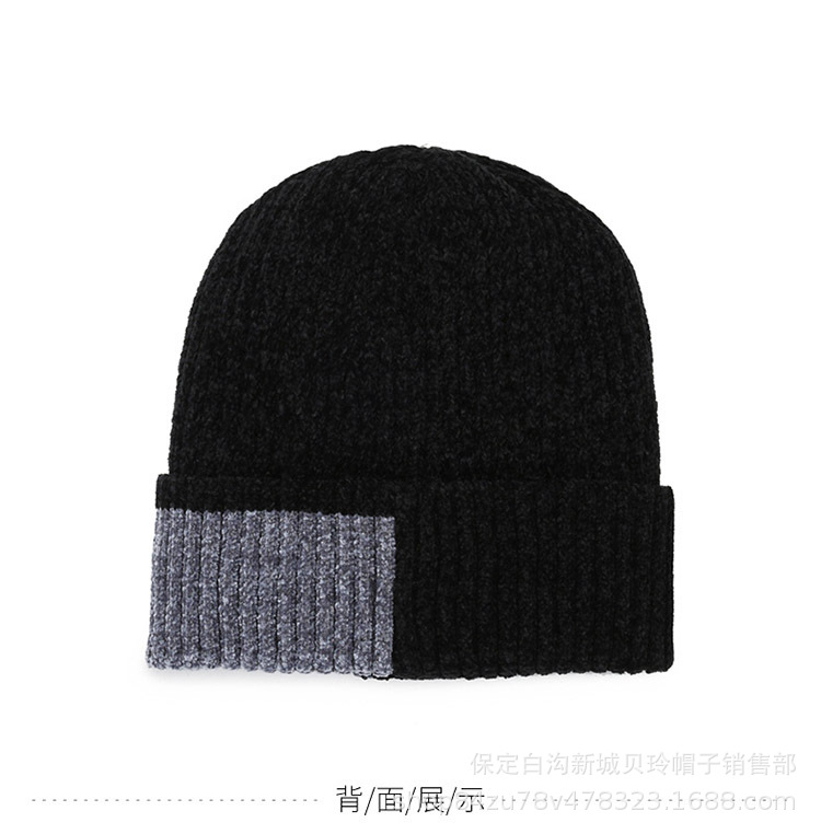 Winter fleece Chenille woolen cap for both men and women, outdoor cycling thickened windproof and warm pullover cap, simple style pic 6