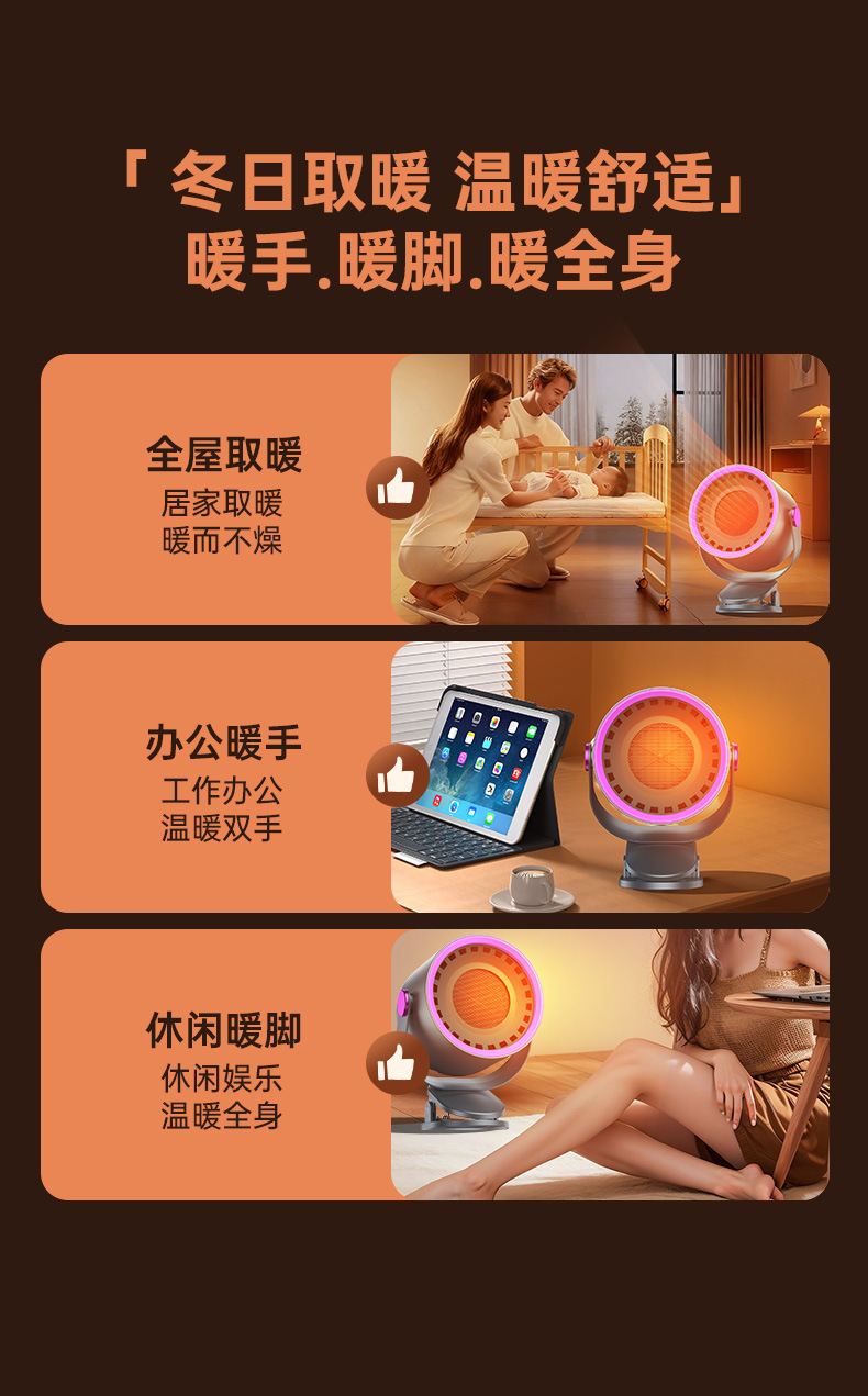 Cross-border new model warm air blower, small desktop, small sun, winter household heater, office, bedroom, dormitory wholesale M142 pic 8